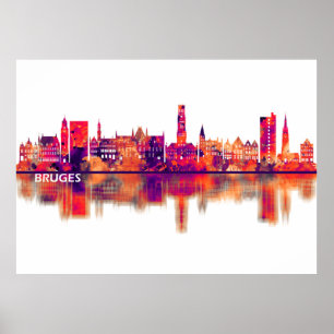 Poster Bruges Belgium Skyline