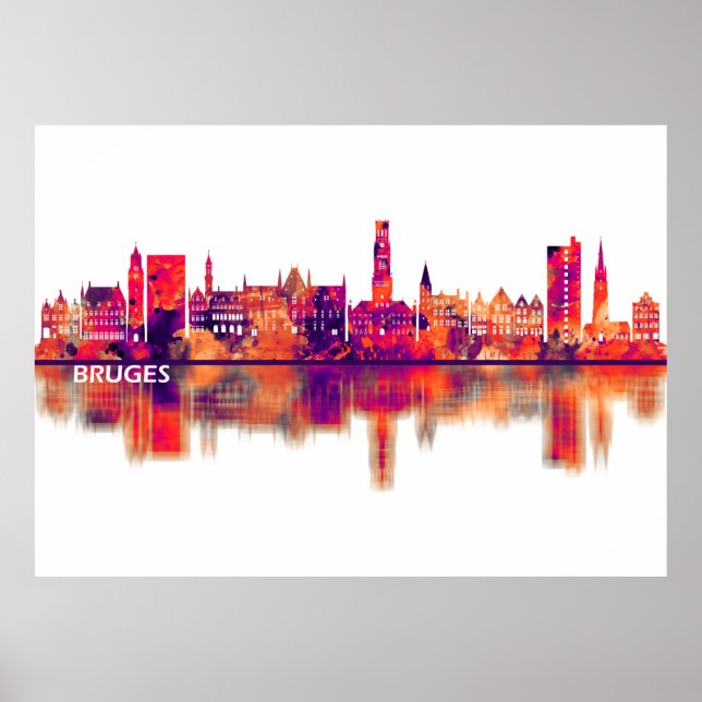 Poster Bruges Belgium Skyline (Frente)