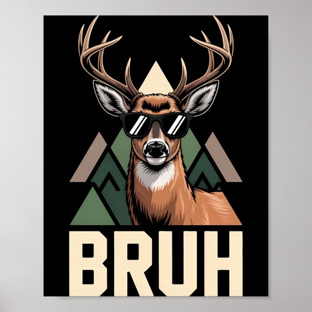 Poster Bruh Deer Funny Deer Hunting Camo Hat Youth Kids S (Frente)