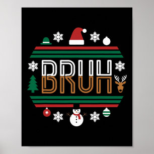Poster Bruh Engraçado Natal Red Xadrez Jovens Crianças Xm