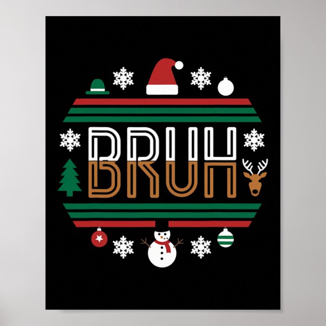 Poster Bruh Engraçado Natal Red Xadrez Jovens Crianças Xm (Frente)