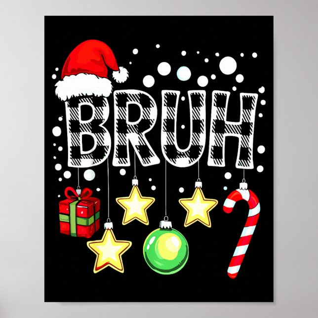 Poster Bruh Funny Christmas Kids Buffalo Plaid Xmas  (Frente)