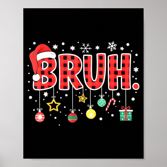 Poster Bruh Funny Christmas Red Plaid Teens Boys Kids Xma (Frente)