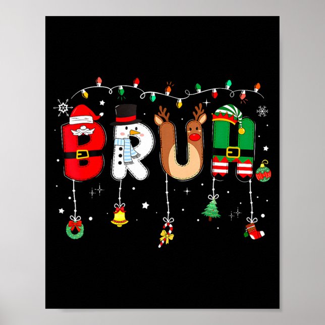 Poster Bruh Funny Christmas Red Plaid Teens Boys Kids Xma (Frente)
