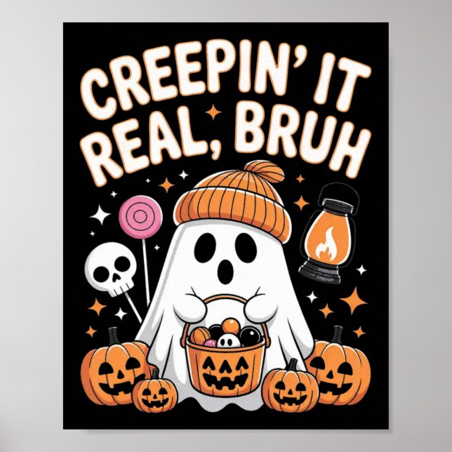 Poster Bruh Ghost Halloween Ghost Trick Ou Treine Kid (Frente)