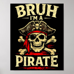 Poster Bruh um remendo de olho de caveira de pirata ossos