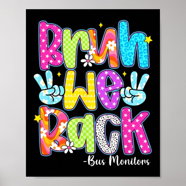 Poster Bruh We Back Bus Monitors Checkered Back To School (Frente)