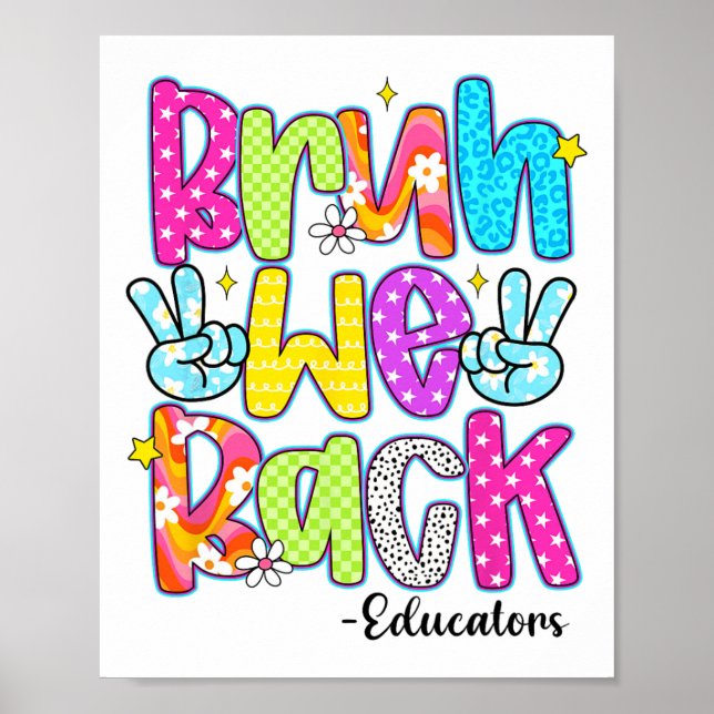 Poster Bruh We Back Educators Leopard Back To School  (Frente)