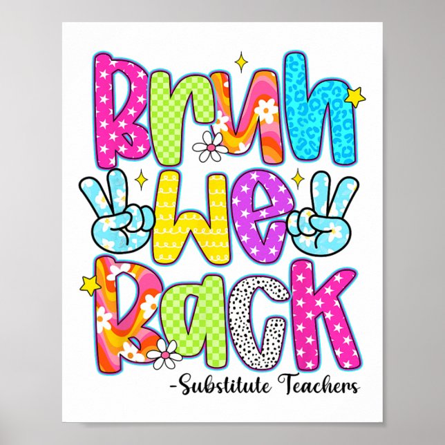 Poster Bruh We Back Substitute Teachers Leopard Back To S (Frente)