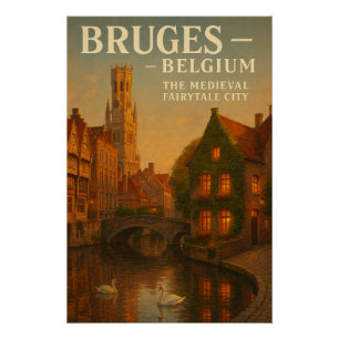 Pôster Brujas, Bélgica – A Cidade Medieval de Contos de F