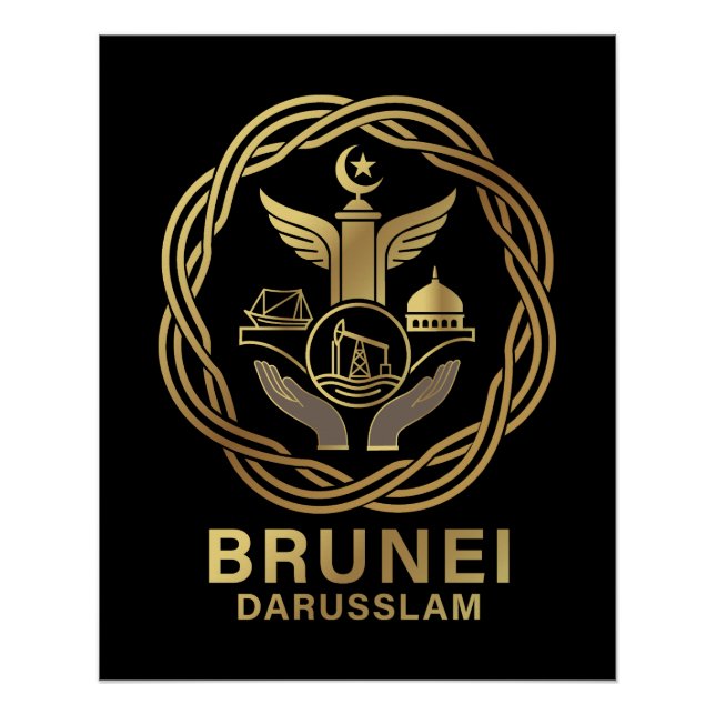 Pôster Brunei Darussalam Sudeste Asiático (Frente)