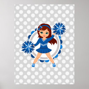 Poster Brunette azul do cheerleader - elogio bonito