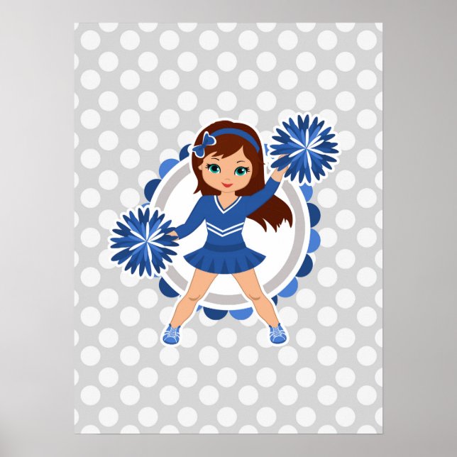 Poster Brunette Cheerleader Azul - Alegre (Frente)