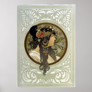 Pôster Brunette por Mucha