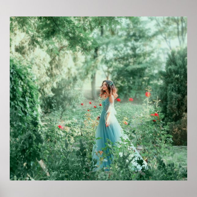 Poster Brunette Princess: Aquarela Floresta Fada (Frente)