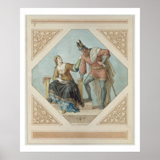 Pôster Brunhilde e Hagen, ilustração de "The Niebelu (Frente)