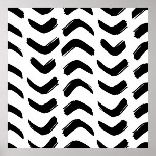 Poster Brush strokes vintage seamless pattern. Black and 