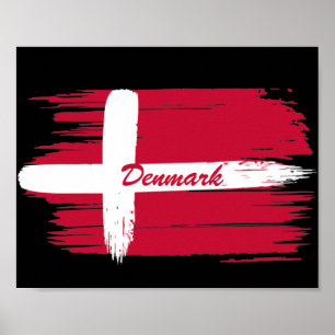 Poster Brushbrak Artificial Dinamarca Flag