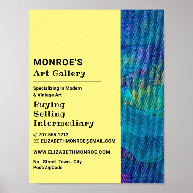 Poster Brushstrokes Azuis, Art Dealer, Publicidade em Gal (Frente)