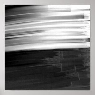 Pôster Brushstrokes brancos pretos abstratos da aguarela