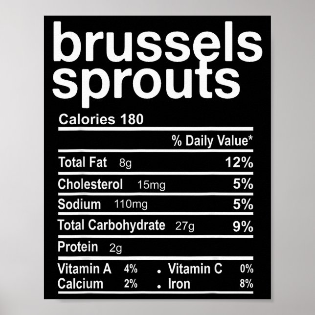 Poster Brussels Sprout Nutrition Facts Funny Thanksgiving (Frente)
