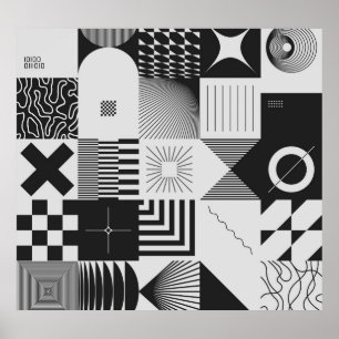 Poster Brutalismo Art: Padrões Geométricos Vintage