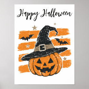 Poster Bruxa Abóbora Halloween Doce ou Travessura