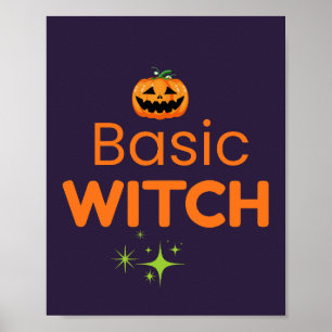 Poster Bruxa Básica Design Divertido de Halloween