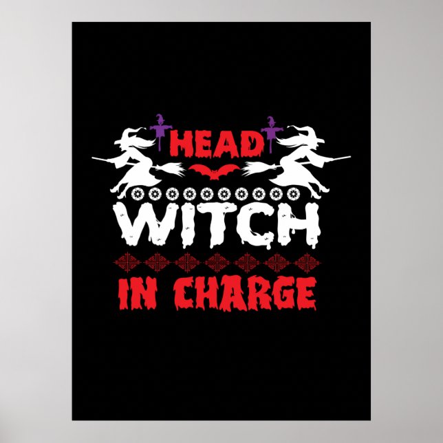 Poster Bruxa Chefe Halloween no Comando Aniversário (Frente)