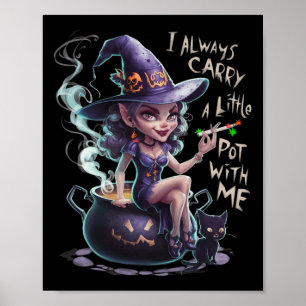 Poster Bruxa da Maconha Feminina Bruxa Divertida Hallowee