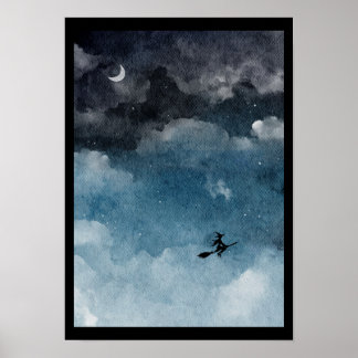 Poster Bruxa d'água num céu noite escuro