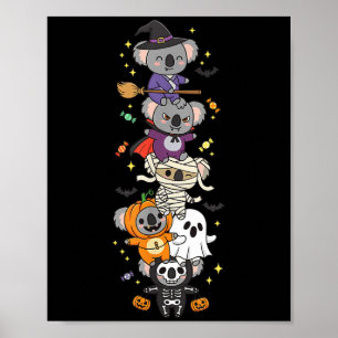Poster Bruxa de Coala Engraçada Vampiro Fantasma Hallowee