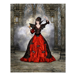 Pôster Bruxa de Fantasia - Arte do Castelo Medieval