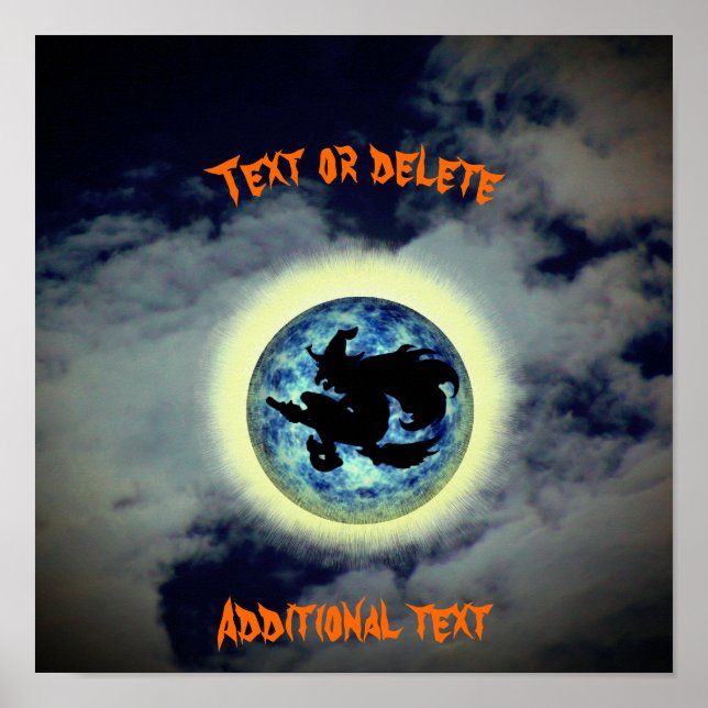 Poster Bruxa de Halloween Completa Lua Personalizada (Frente)