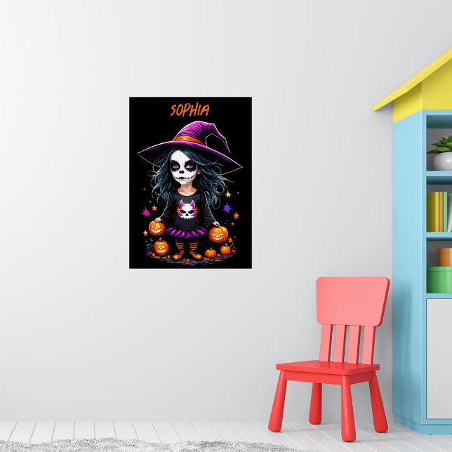 Poster Bruxa de Halloween de Kawaii, um Adorável e Bonito (Berçário 1)