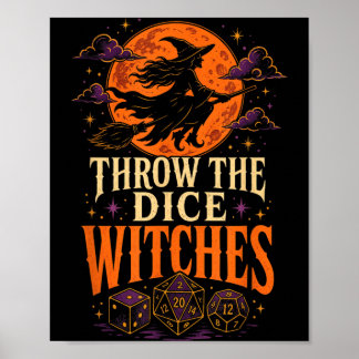 Poster Bruxa de Halloween Lance os Dados D20 Jogos de Mes