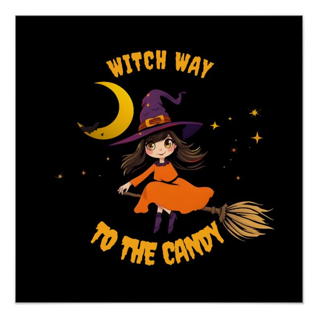 Pôster Bruxa de Halloween - Que caminho para o doce (Frente)