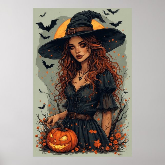 Poster Bruxa do Halloween (Frente)