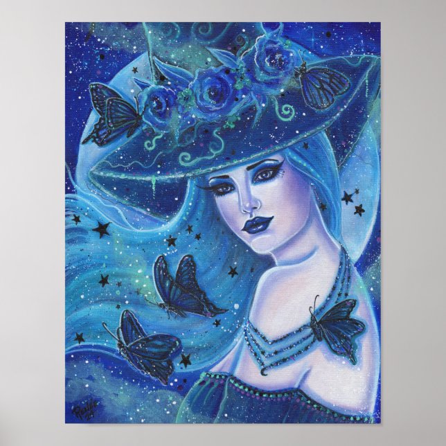 Poster Bruxa do Halloween com borboletas de Renee Lavoie (Frente)