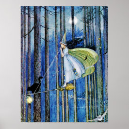 Pôster Bruxa em seu bastão de vassoura