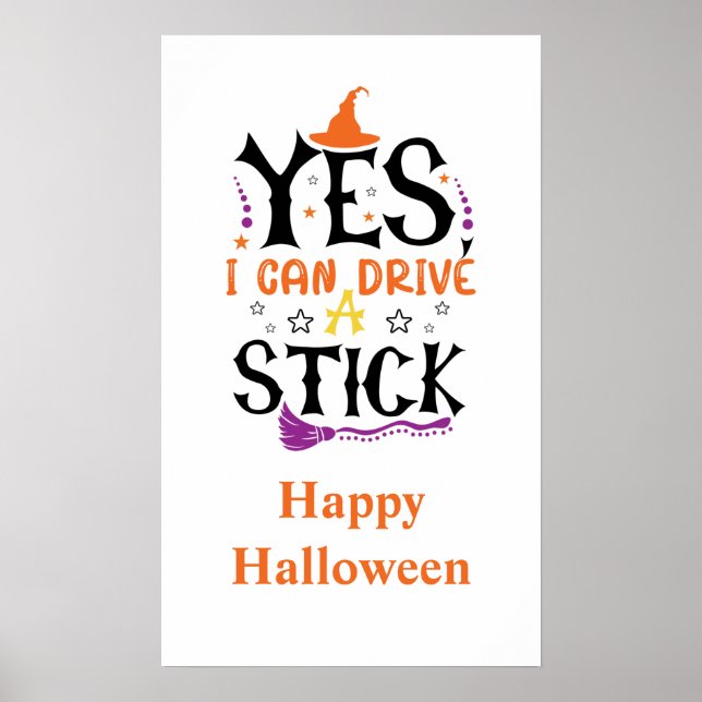 Poster Bruxa engraçada de Halloween Sim, eu sei dirigir c (Frente)