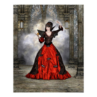 Pôster Bruxa Fantasia - Arte de Halloween de Castelo Medi