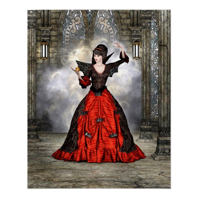 Pôster Bruxa Fantasia - Arte de Halloween de Castelo Medi (Frente)