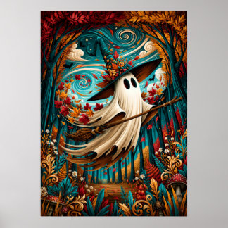 Poster Bruxa Fantasmal do Outono Florestal