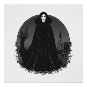 Pôster Bruxa Gothic Salem à meia-noite