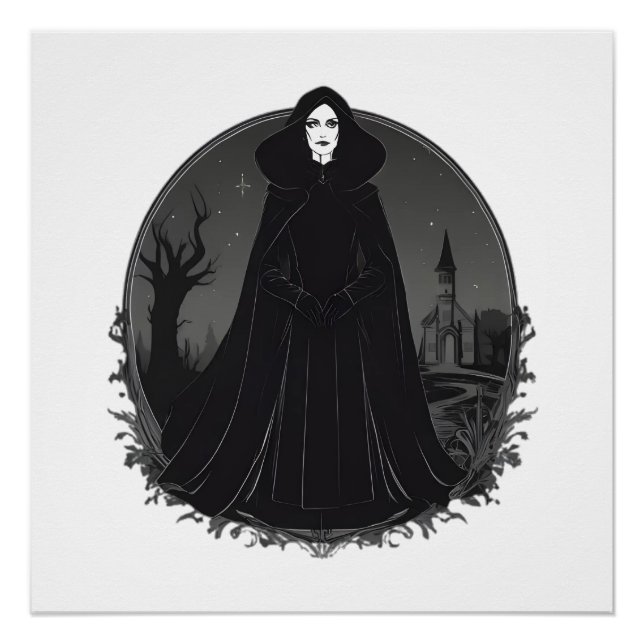 Pôster Bruxa Gothic Salem à meia-noite (Frente)