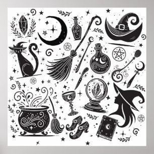 Poster Bruxa Mágica Fantasiosa Pagan Wicca 