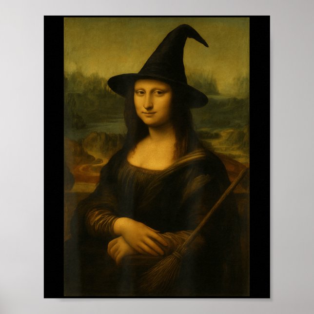 Poster Bruxa Mona Lisa Halloween  (Frente)
