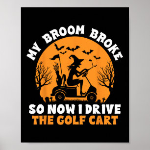 Poster Bruxa Montando um Carrinho de Golfe Funny Hallowee