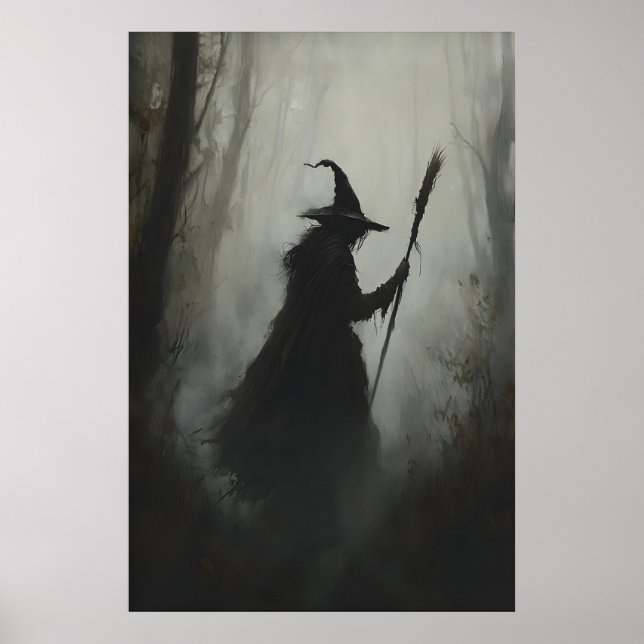 Poster Bruxa na Floresta Imprimível Encantada Gótica (Frente)